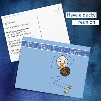 Funny Reunion Freakout Duck Postcard by colorwash at Zazzle