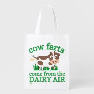 funny reusable grocery bag "COW FARTS..."
