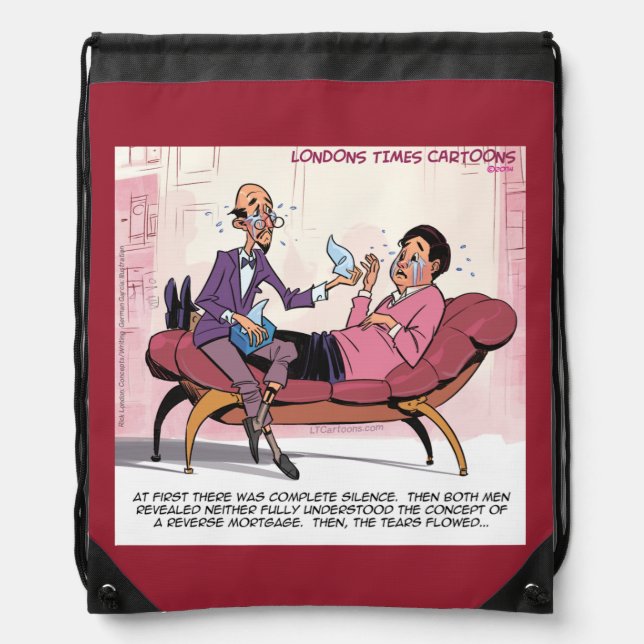 Funny Reverse Mortgage Therapy Drawstring Backpack (Front)