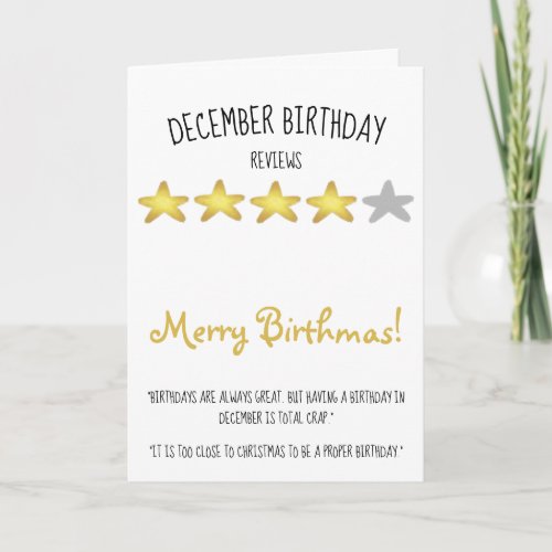 Funny review quote birthmas December birthday Card