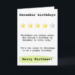 Funny review quote birthmas pun December birthday Card<br><div class="desc">🌶️ Put a smile on a face with this funny December birthday review card! - Simply click to personalize this design 🔥 My promises - It is designed with you in mind 🙏 Thank you for supporting my small business - If you would like a bespoke item, or if I...</div>