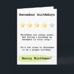 Funny review quote birthmas pun December birthday Card<br><div class="desc">🌶️ Put a smile on a face with this funny December birthday review card! - Simply click to personalize this design 🔥 My promises - It is designed with you in mind 🙏 Thank you for supporting my small business - If you would like a bespoke item, or if I...</div>