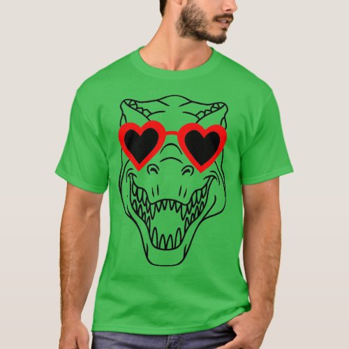 Funny Rex Dinosaur Heart Sunglasses Happy Valenti T_Shirt