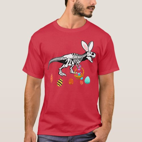 Funny Rex Easter Skeleton Bunny Basket Egg Hunt An T_Shirt