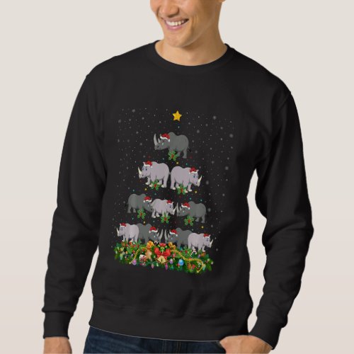 Funny Rhino Animal Lover Santa Rhino Christmas Tre Sweatshirt