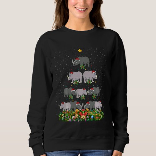 Funny Rhino Animal Lover Santa Rhino Christmas Tre Sweatshirt