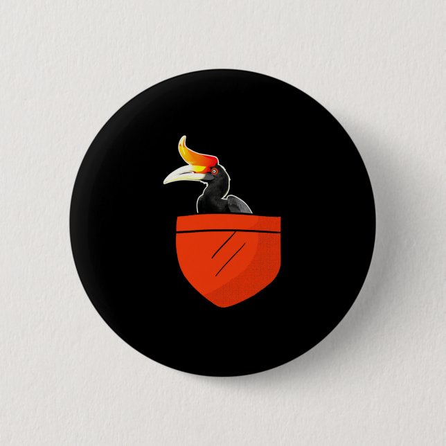 Funny rhino bird design performance  button (Front)