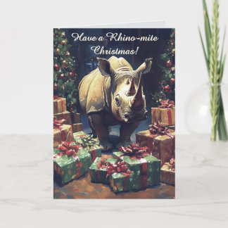 Funny Rhino Christmas Card
