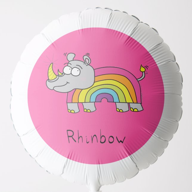 Funny Rhino Rainbow Cute Kids Cartoon Balloon (Front)