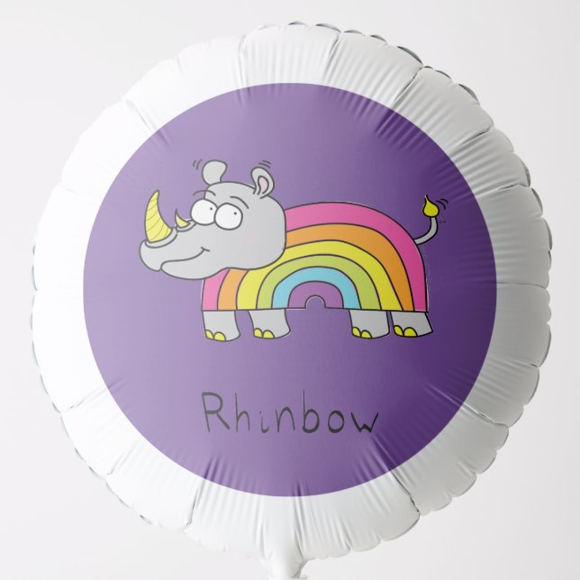 Funny Rhino Rainbow Cute Kids Cartoon Balloon (Front)