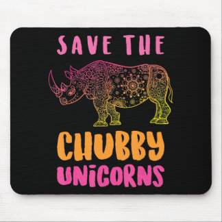 Funny Rhino Save Chubby Unicorns Animal Rights Mouse Pad