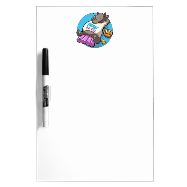 Funny Rhino Things To Do Pool Party Cartoon Dry Erase Board (Front)