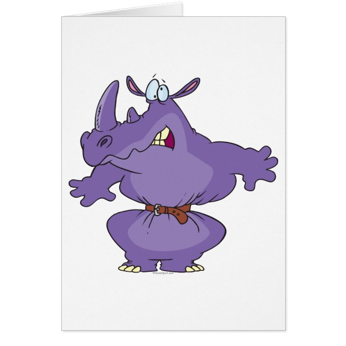 funny rhino weight watching cartoon greeting cards