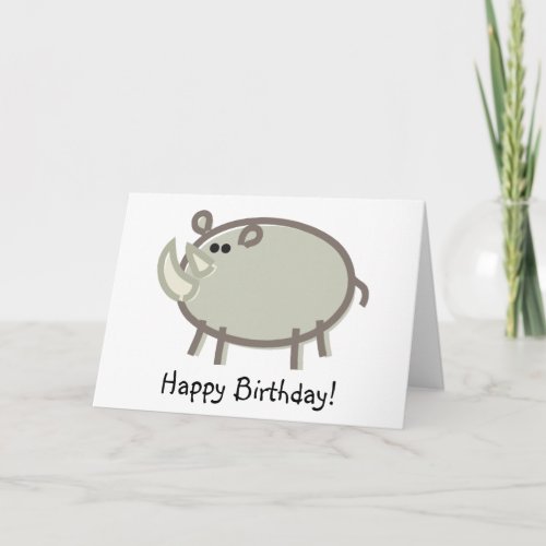 Funny Rhinoceros on White Card