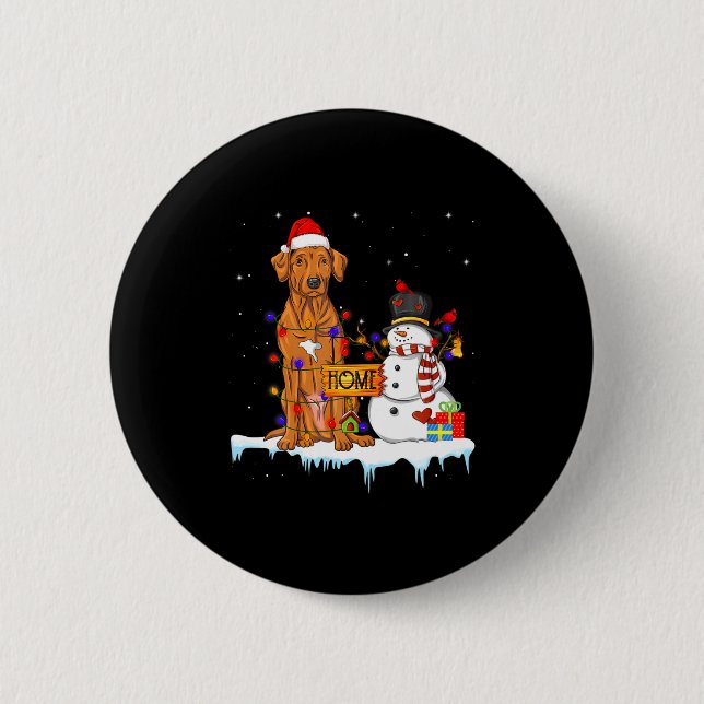 Funny Rhodesian Ridgeback Dog Christmas Snowman Xm Button (Front)