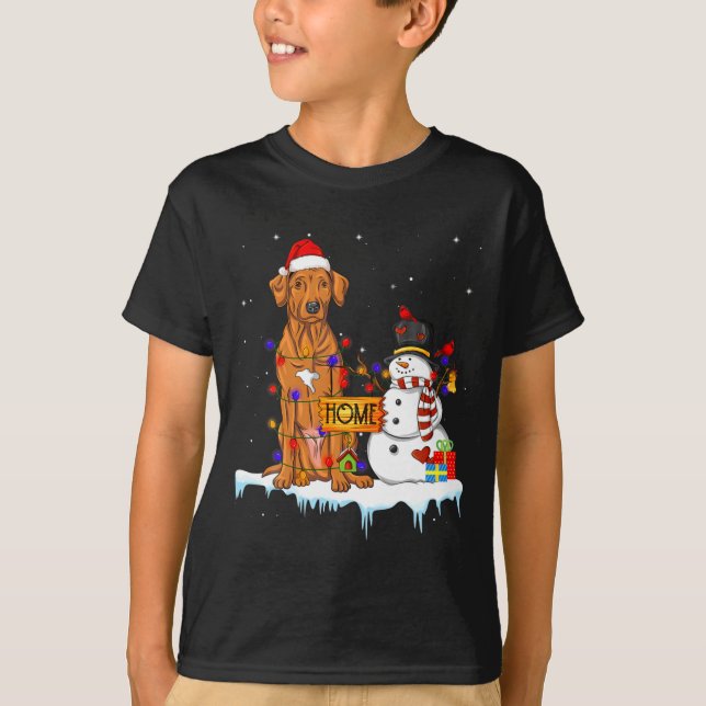 Funny Rhodesian Ridgeback Dog Christmas Snowman Xm T-Shirt (Front)