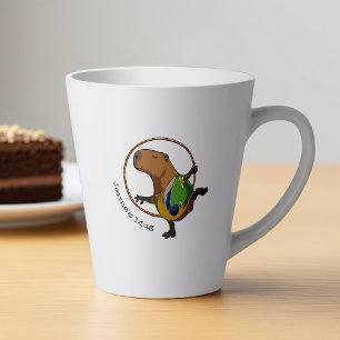 Funny Rhythmic Gymnast Capybara Hoop Cartoon Latte Mug