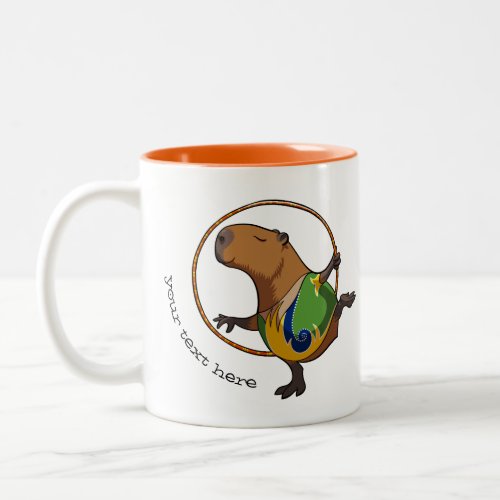 Funny Rhythmic Gymnast Capybara  Hoop Cartoon Two_Tone Coffee Mug