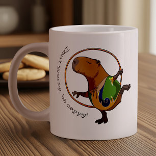 Funny Rhythmic Gymnast Hoop Cartoon Capybara Giant Coffee Mug