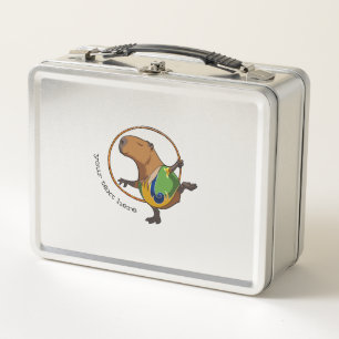 Funny Rhythmic Gymnast Hoop Cartoon Capybara Metal Lunch Box