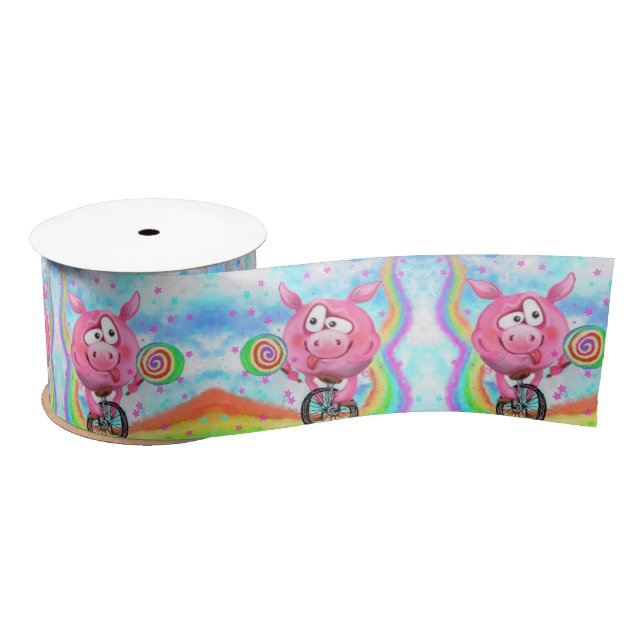 Funny Ribbon Gift Circus Acrobat Pig Cyclist (Spool)