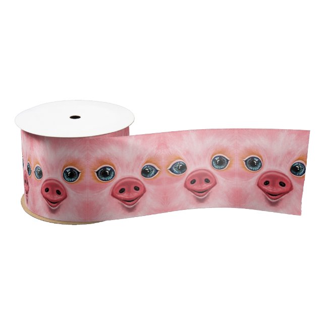 Funny Ribbon Gift with Pink Baby Pig - Smile (Spool)