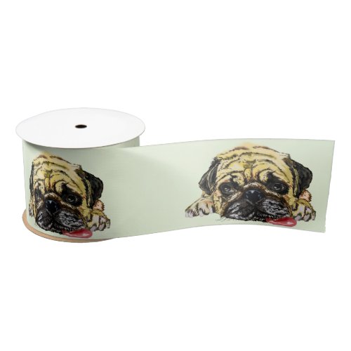 Funny Ribbon with Pug Dog _ Your Colors