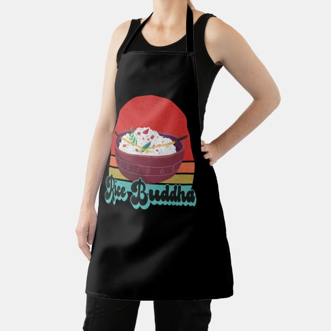Funny Rice Buddha Sunset Retro Vintage Gift Apron (Insitu)