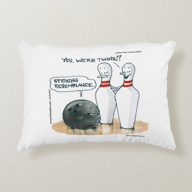 Funny Rick London Cartoons Bowling Comic  Accent Pillow (Front)