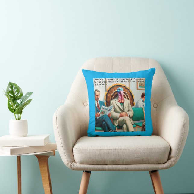 Funny Rick London Turkey-Neck Designer  Throw Pillow (Chair)