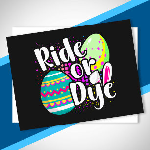 Funny Ride or Dye Eggs Happy Easter Bunny Ears Postcard