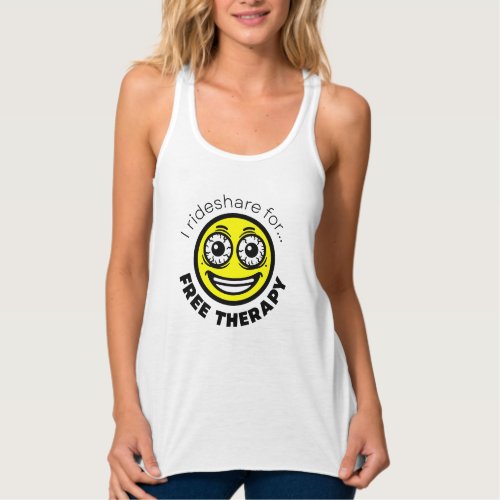 Funny Rideshare Tank Top  Crazy Yellow Emoji