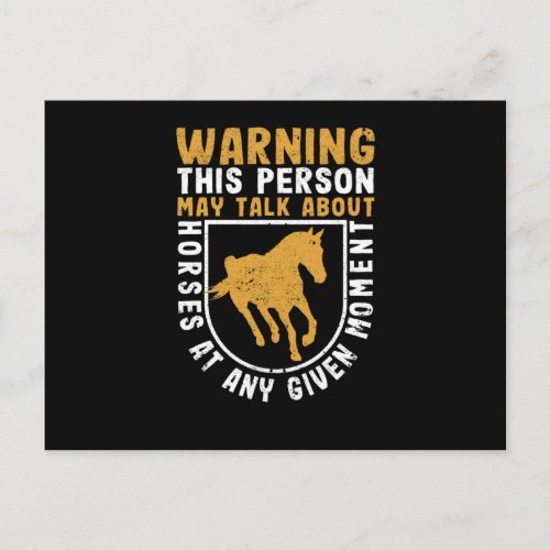 Funny riding horse warning This person can talk Postcard