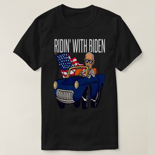 Funny Riding With Joe Biden 4th Of July USA Flag C T-Shirt (Design Front)