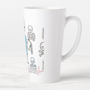 Funny Rigor RN Skeleton Med Halloween Skull Scrubs Latte Mug