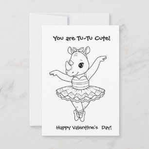funny RIHNO Coloring Maze Classroom Valentine Thank You Card