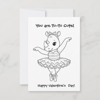 funny RIHNO  Coloring Maze Classroom Valentine  Thank You Card