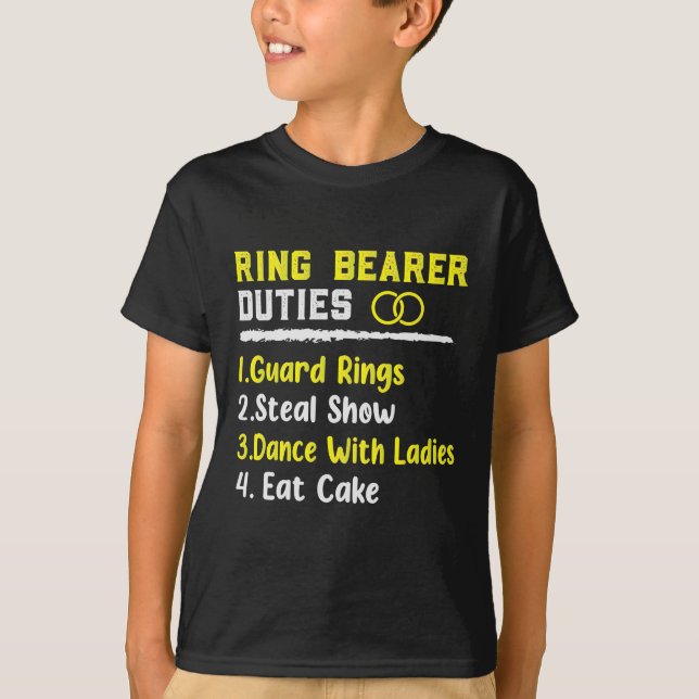 funny ring bearer duties word art Wedding T-Shirt (Front)