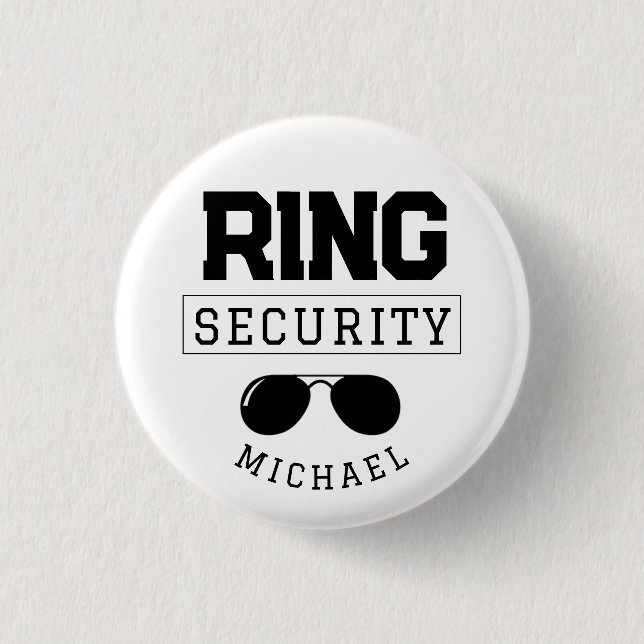 Funny Ring Security Wedding Favor Kid Button (Front)