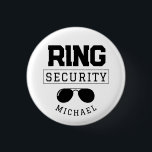 Funny Ring Security Wedding Favor Kid Button<br><div class="desc">This cute wedding pin makes the perfect accessory for your ring security on your wedding day! It features an illustration of a pair of aviator sunglasses with the caption "Ring Security". This pin can be easily customized with your name.</div>