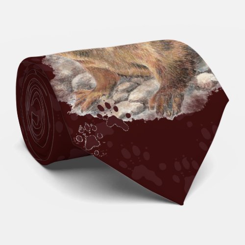 Funny River Otter  Footprints Tracks Neck Tie