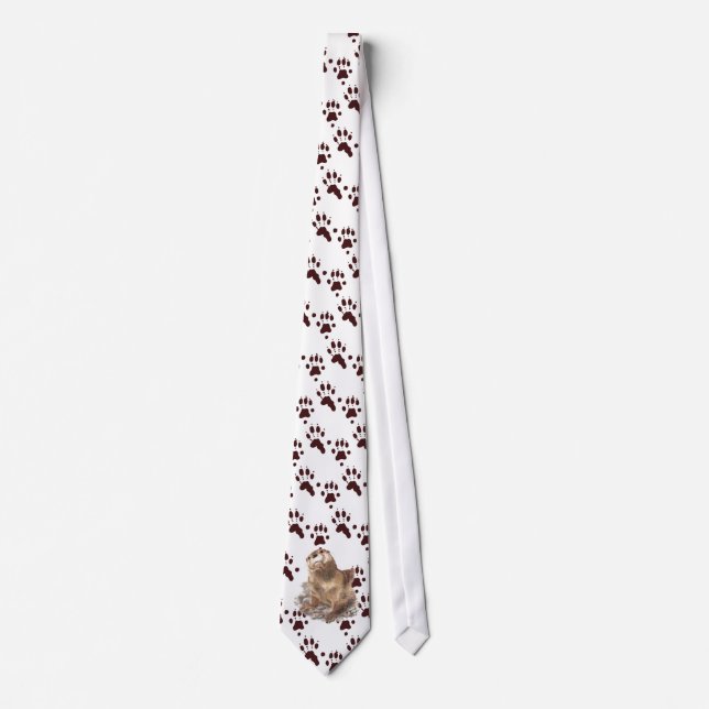 Funny River Otter & Footprints, Tracks Neck Tie (Front)