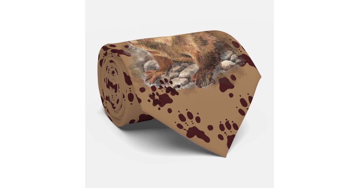 Funny River Otter & Footprints, Tracks Neck Tie | Zazzle