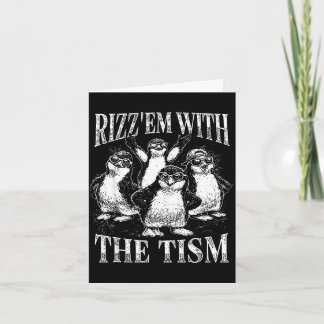 Funny rizz em with the tism retro penguin meme  card