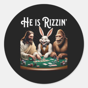 Funny Rizz He Is Rizzin Jesus Classic Round Sticker