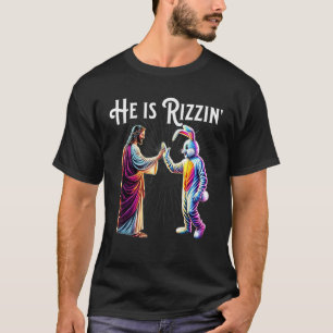 Funny Rizz He is Rizzin Jesus High Five Easter Bun T-Shirt
