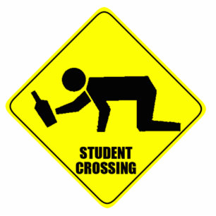 Funny Road Sign - Drunk Student Crossing Statuette