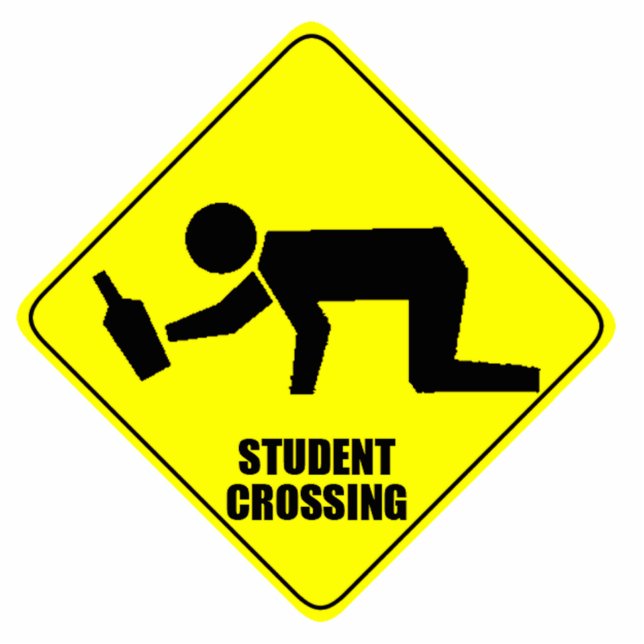 Funny Road Sign - Drunk Student Crossing Statuette (Front)