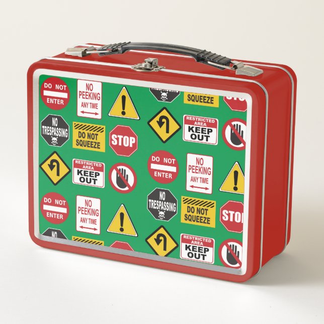 Funny Road Signs Stop Do Not Enter Warnings Metal Lunch Box (Front)