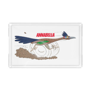 Funny roadrunner bird cartoon illustration acrylic tray